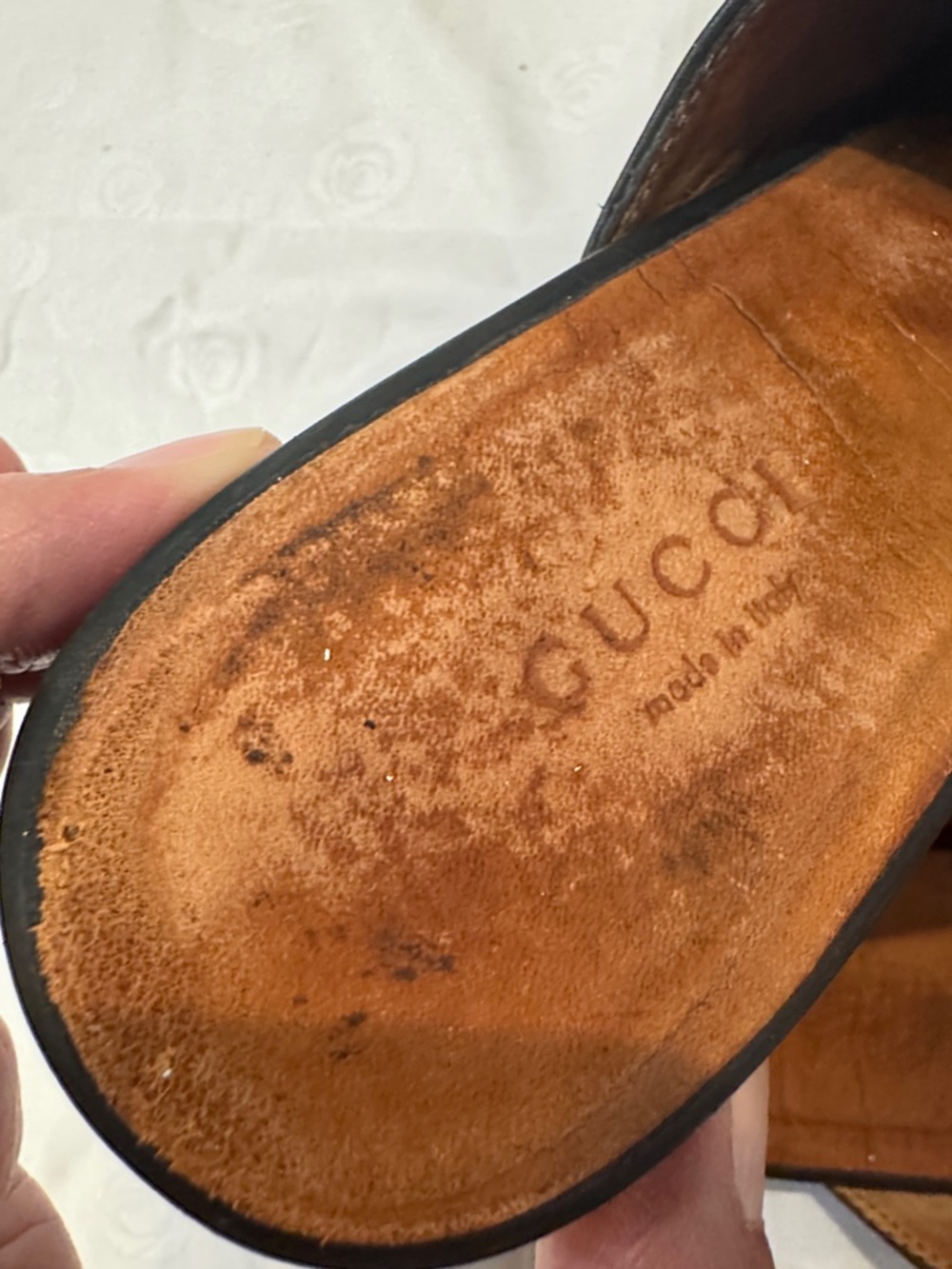 Authentic Gucci Leather Slip-On Mules with Gold Horsebit Hardware - Picture 4 of 10